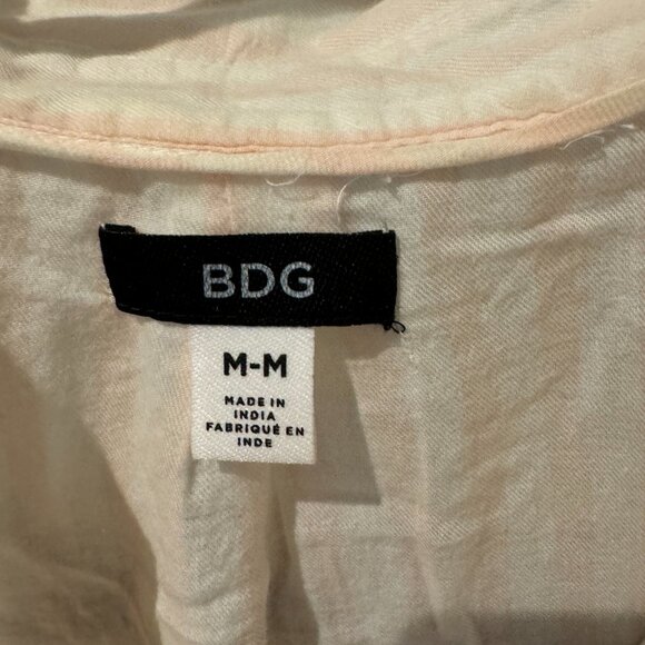 BDG Pink and White Striped Button Up Long Sleeve Top - Picture 3 of 4